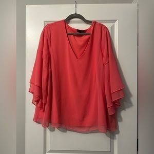 LIKE NEW LANE BRYANT FLOWY DRESS TOP CORAL SIZE 22/24